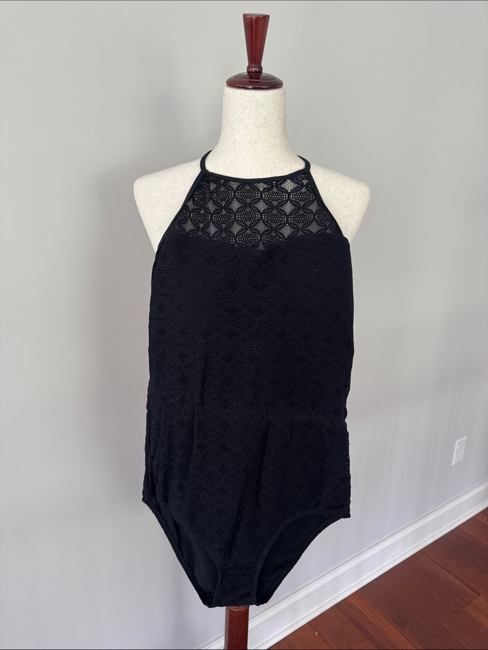 SO Black Crochet-Front One-Piece Swimsuit - NWT